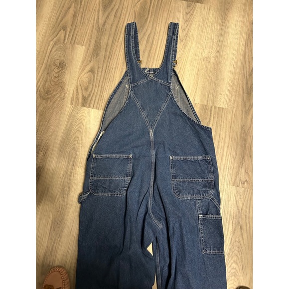 Carhartt Denim Bib Overalls Mens 40x30 Indigo Blue Workwear Cotton Dungarees - Picture 7 of 8